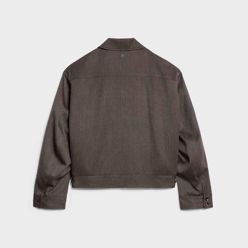 jacket IN WOOL GABARDINE - BROWN -  - 1 | CELINE