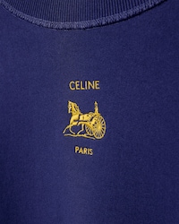 SWEATSHIRT IN cotton fleece - WASHED NAVY / YELLOW -  - 2 | CELINE