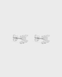 PENDIENTES DE BOTÓN TRIOMPHE GOURMETTE DE LATÓN CON ACABADO RODIADO - PLATA - GIFT FINDER - 2 | CELINE
