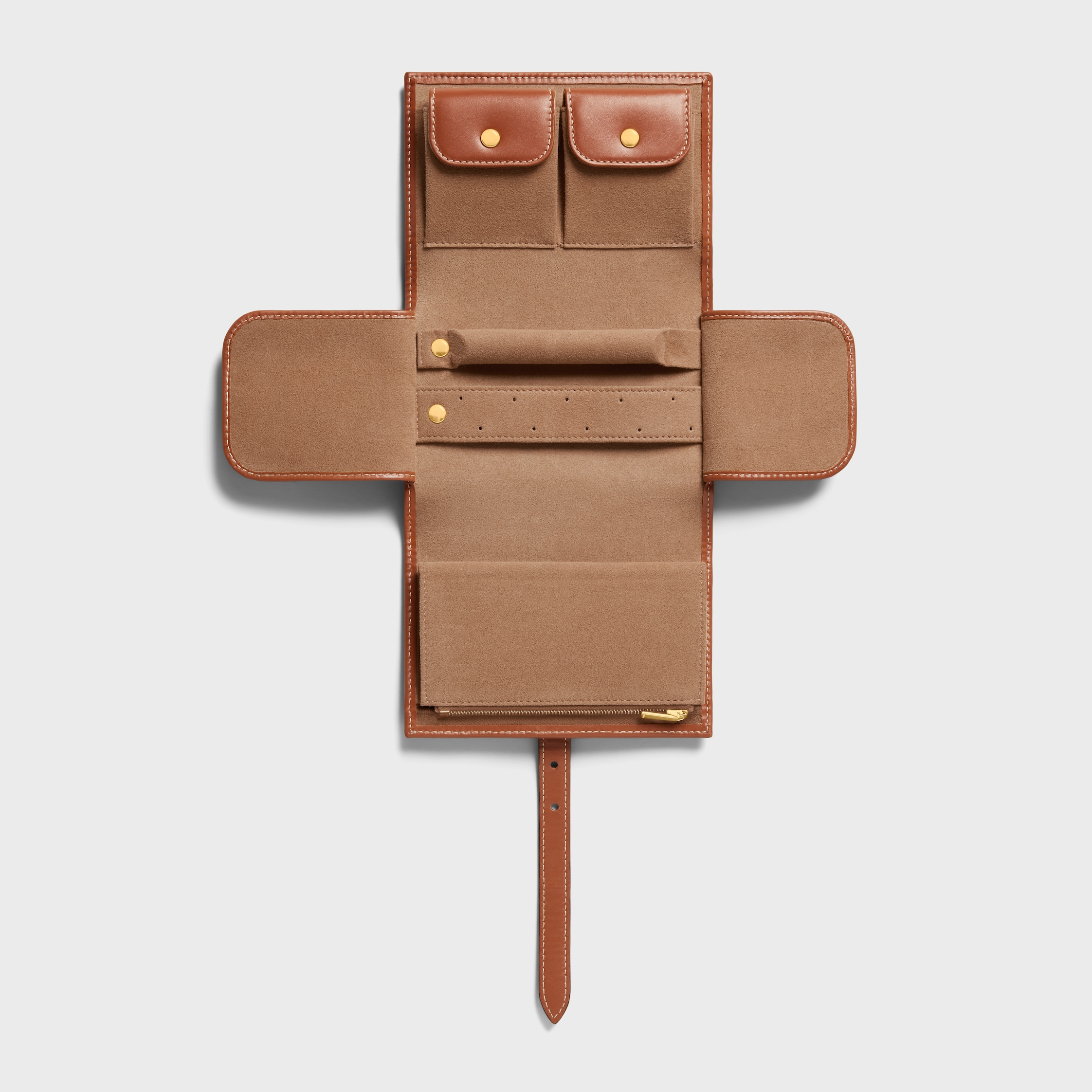 CELINE ジュエリーポーチ JEWELRY POUCH IN TRIOMPHE CANVAS AND CALFSKIN - TAN | CELINE