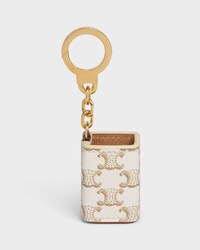 Miniature Perfume Holder Charm in Triomphe Canvas and calfskin - WHITE - TRIOMPHE CANVAS COLLECTION - 1 | CELINE