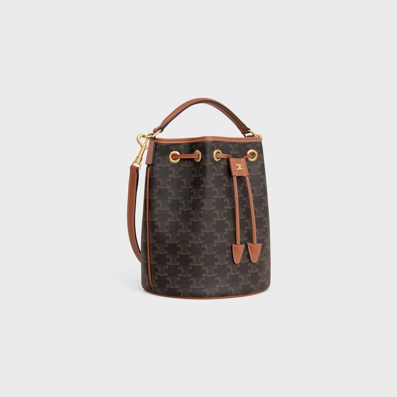 CLARA BAG IN TRIOMPHE CANVAS AND CALFSKIN - TAN - BUCKET BAGS - 1 | CELINE