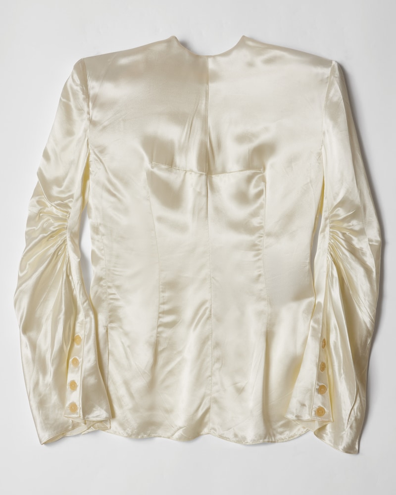 CRUSHED VISCOSE SATIN BACKTOFRONT TOP - CREAM -  - 1 | CELINE