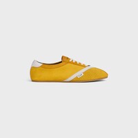 THE FLAT SNEAKER IN SUEDE CALFSKIN AND LAMBSKIN - SUNFLOWER/WHITE -  - 1 | CELINE