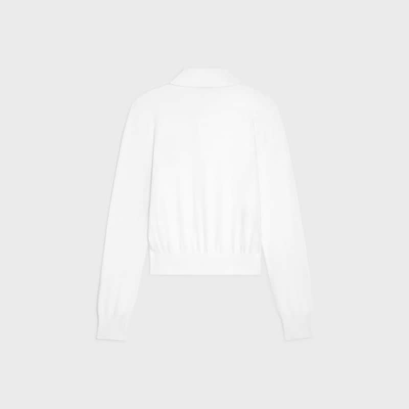 Polo-Pullover aus feiner Baumwolle - OPTISCH-WEISS -  - 1 | CELINE