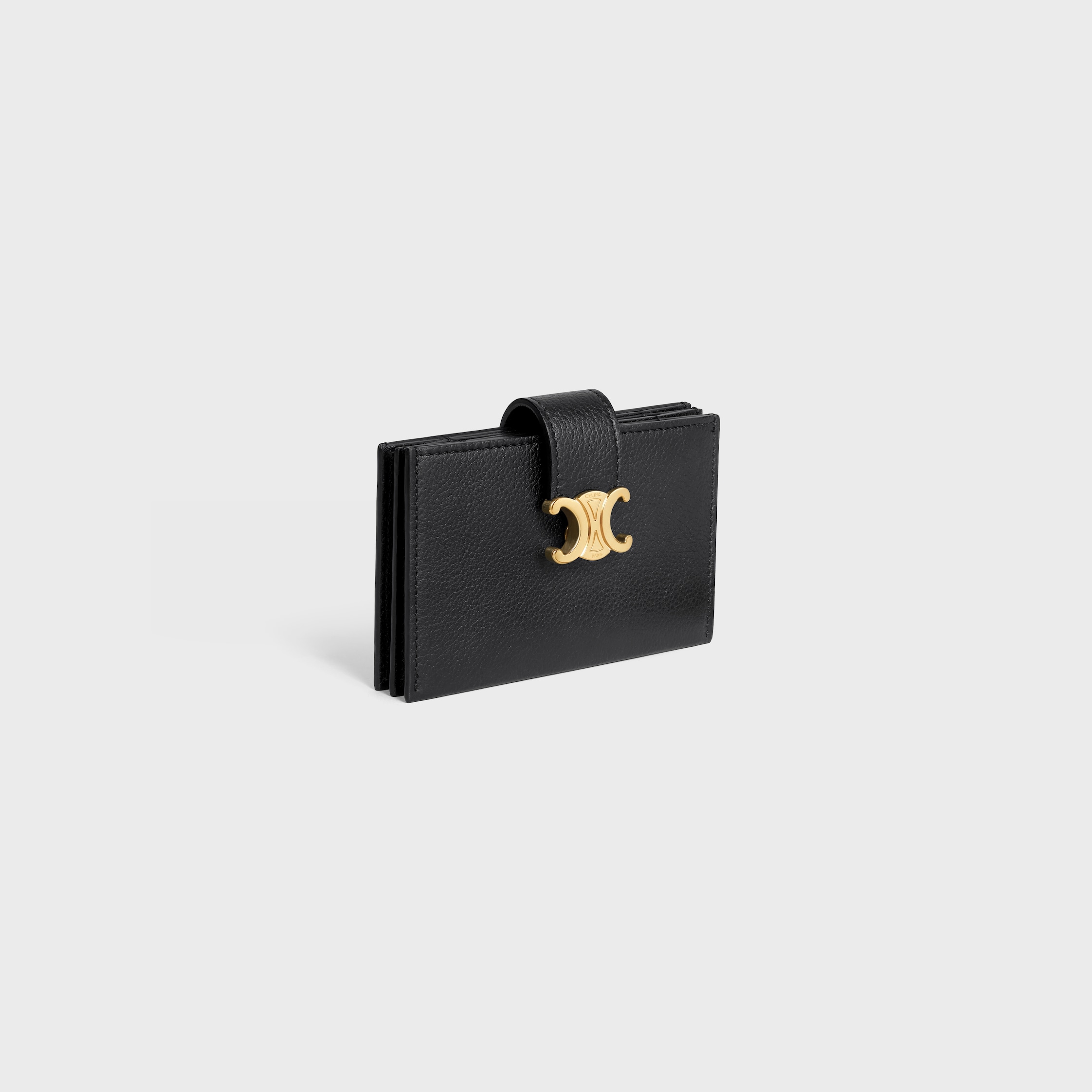 ACCORDEON CARD HOLDER NINO IN SUPPLE GRAINED CALFSKIN - BLACK | CELINE