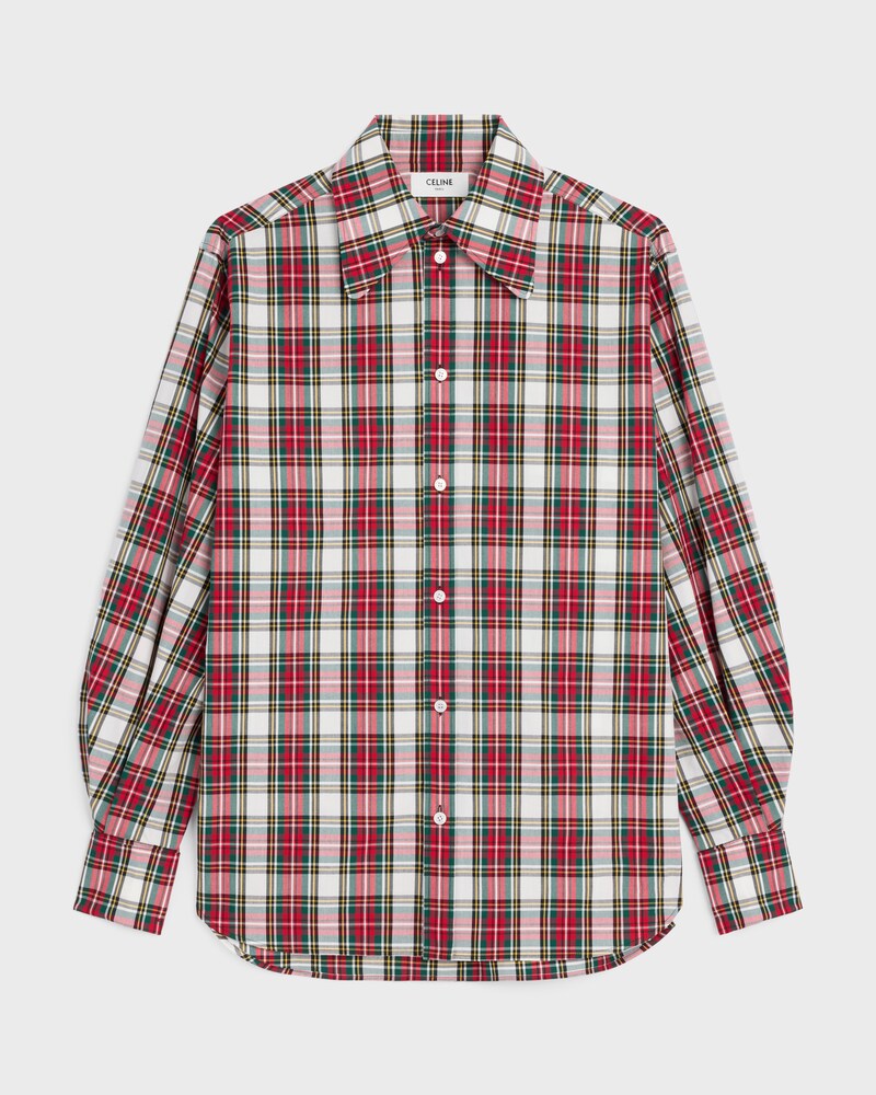 CAMISA DE TARTÁN DE ALGODÓN - BLANCO/ROJO/VERDE -  - 1 | CELINE