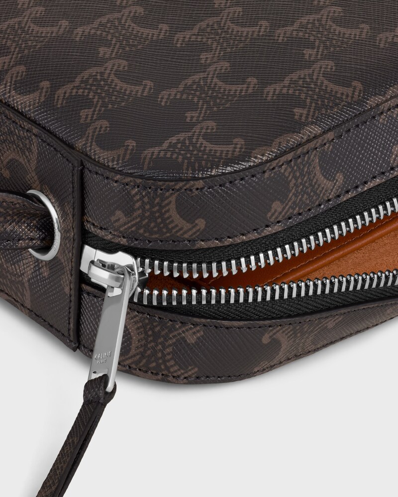 MESSENGER BAG WITH CHARM IN TRIOMPHE CANVAS AND SMOOTH LAMBSKIN - BLACK / TAN - CROSS-BODY BAGS - 1 | CELINE