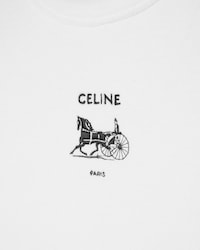 T-SHIRT IN ribbed cotton jersey - OPTIC WHITE / BLACK -  - 2 | CELINE