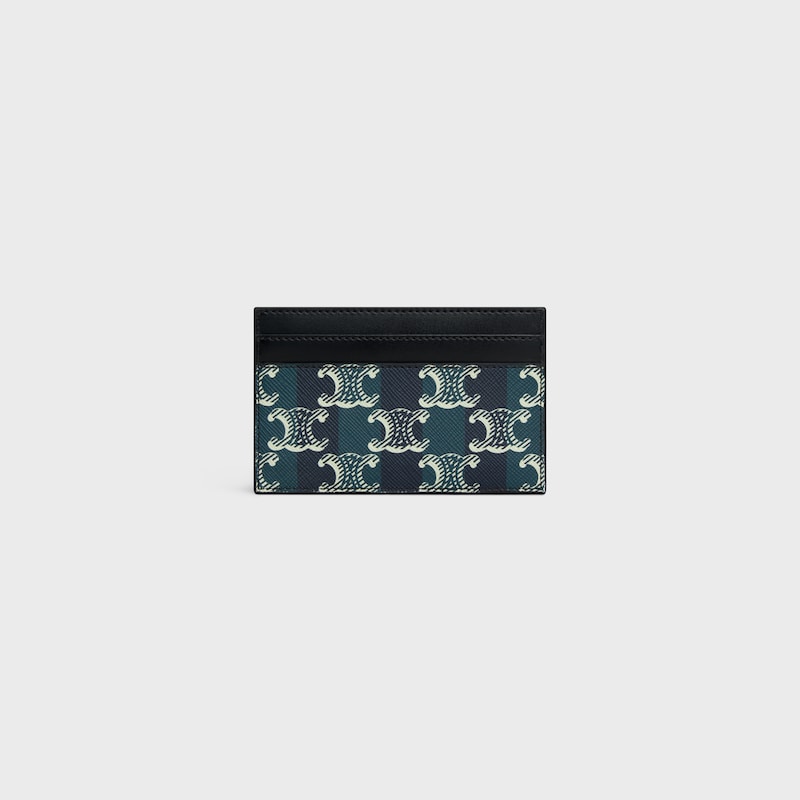 中号条纹标志印花卡包 - 黑色/海军蓝 - 卡包 - 1 | CELINE