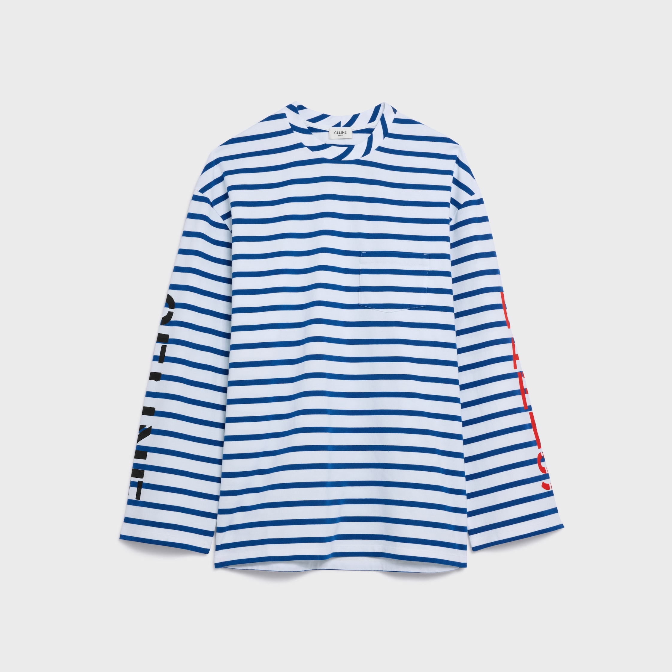 LONG-SLEEVED T-SHIRT IN STRIPED COTTON JERSEY - BLANC/BLEU
