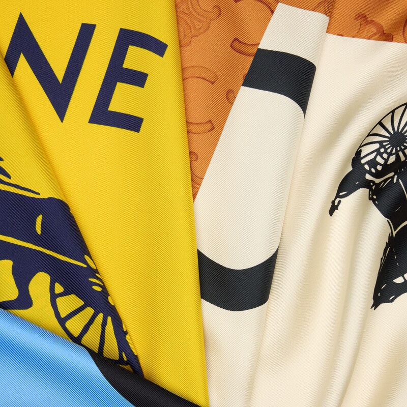 quadrado EM sarja de seda - AZUL/CREME/AMARELO - - 1 | CELINE