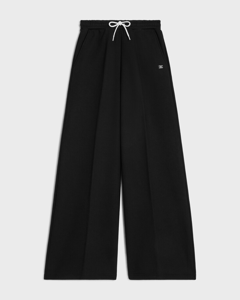 FLARED SWEATPANTS IN cotton fleece - BLACK / WHITE -  - 1 | CELINE