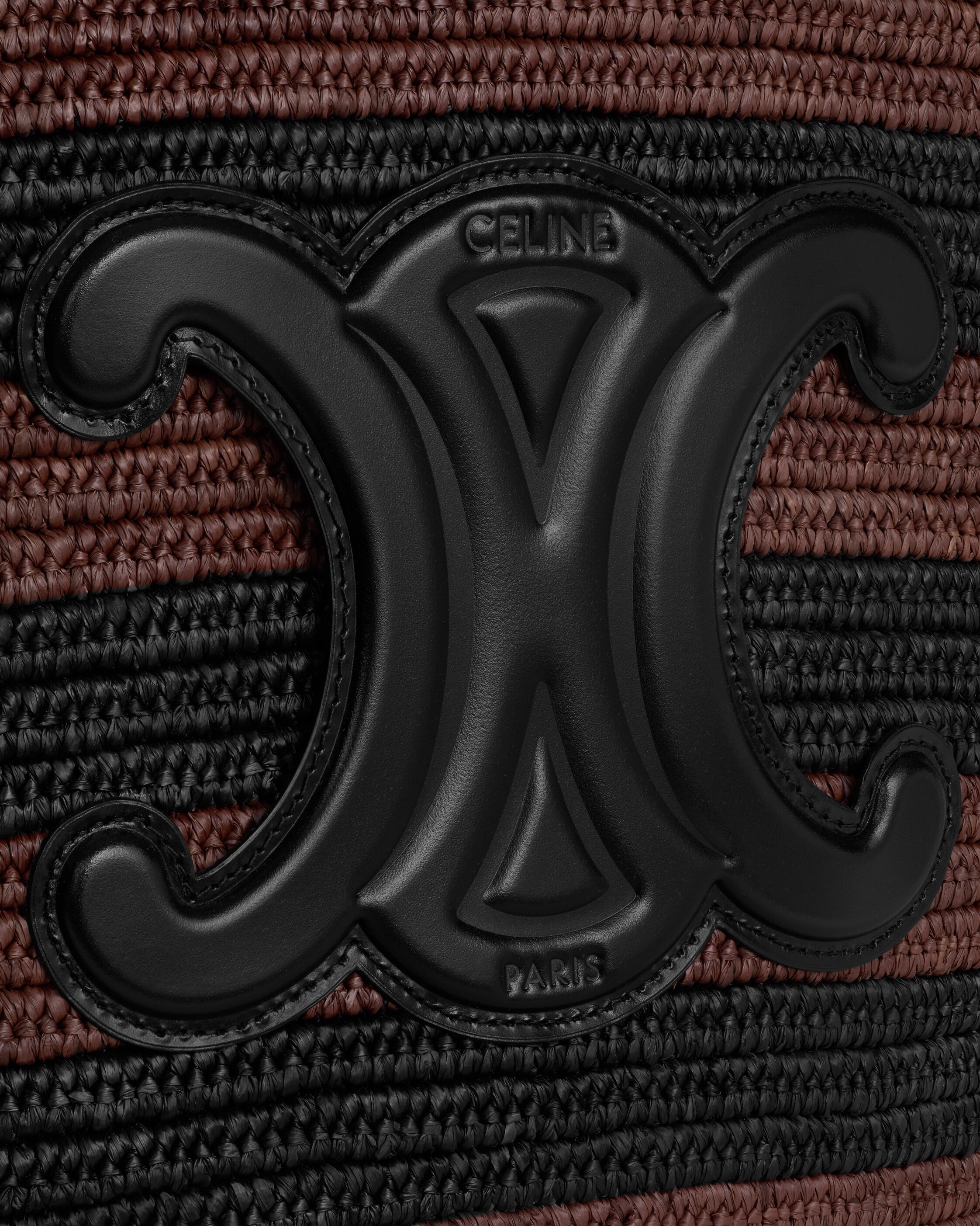 COUFFIN CELINE CLASSIC PANIER IN STRIPED RAFFIA AND CALFSKIN