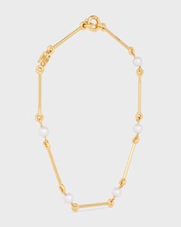 Les Perles Celine Straight Necklace in Resin Pearls and Brass with Gold Finish - GOLD / IVORY - NECKLACES - 2 | CELINE