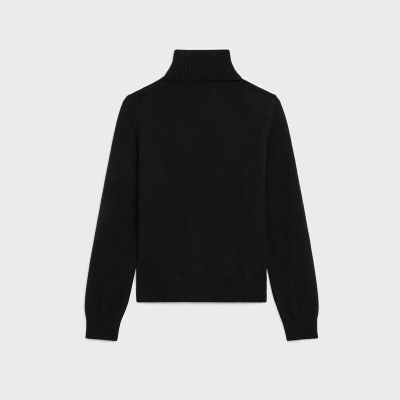 pull col roul&eacute; Cachemire &eacute;cossais - Noir -  - 1 | CELINE