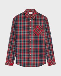 camisa de tartán de algodón - AZUL MARINO/ROJO/AMARILLO -  - 1 | CELINE