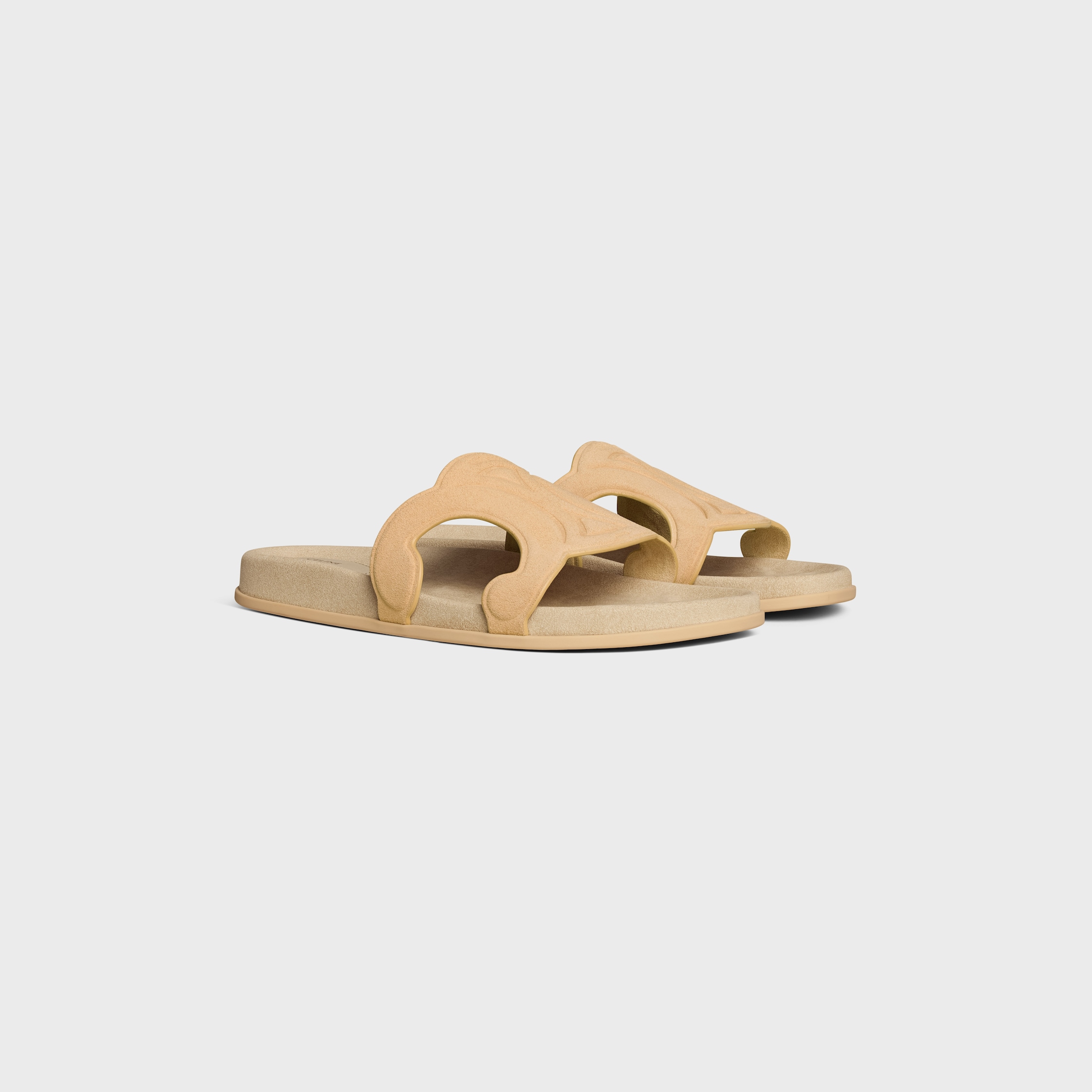 TRIOMPHE SLIDE IN SUEDE CALFSKIN - BEIGE | CELINE