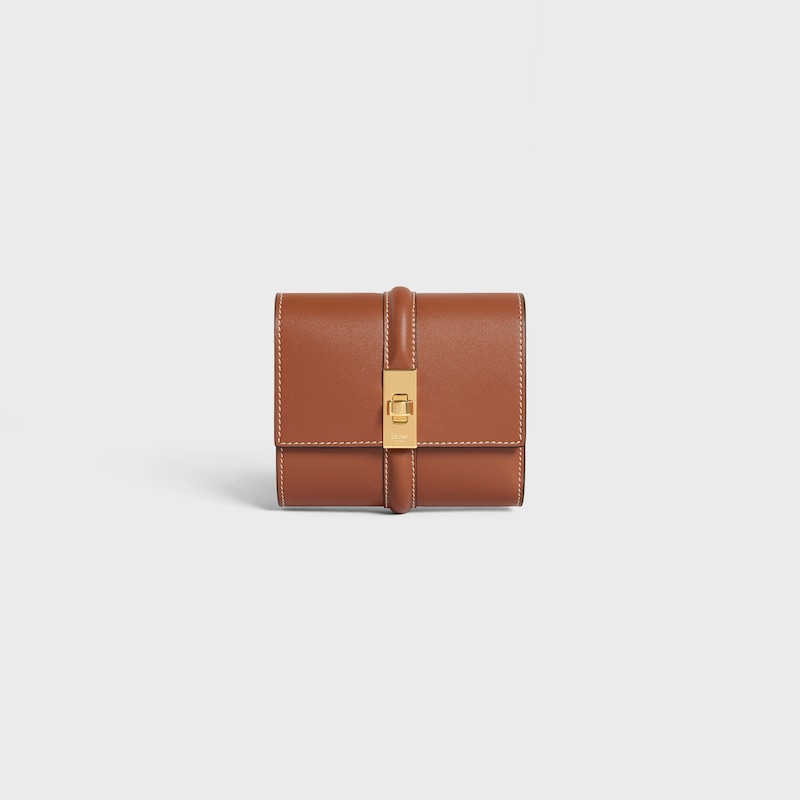 Small Trifold wallet 16 IN Satinated Calfskin - TAN - GIFT FINDER - 1 | CELINE