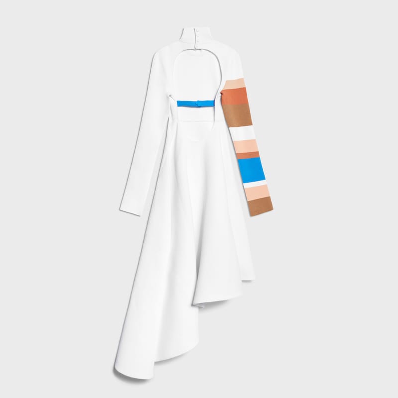 VESTIDO DE VISCOSA DE DOBLE FAZ - BLANCO / MULTICOLOR -  - 1 | CELINE