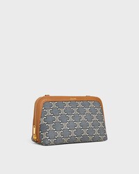 Clutch on Chain IN JACQUARD TRIOMPHE ALL OVER - NAVY/ECRU - MORE LINES - 2 | CELINE