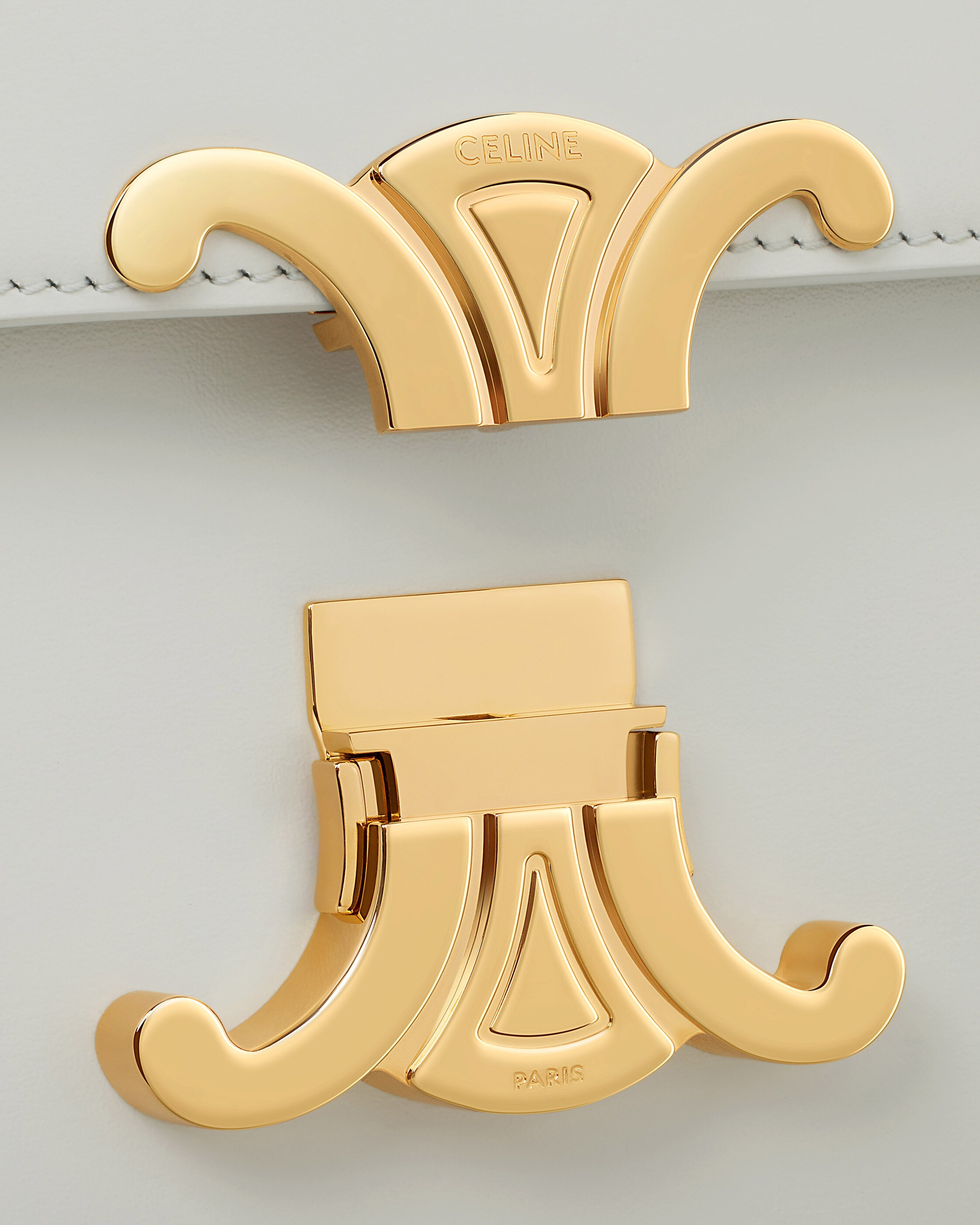 Teen Triomphe Bag in shiny calfskin - CHALK | CELINE