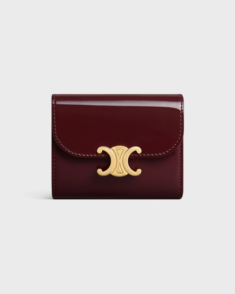 Small Flap Wallet TRIOMPHE IN PATENT CALFSKIN - SYRAH | CELINE