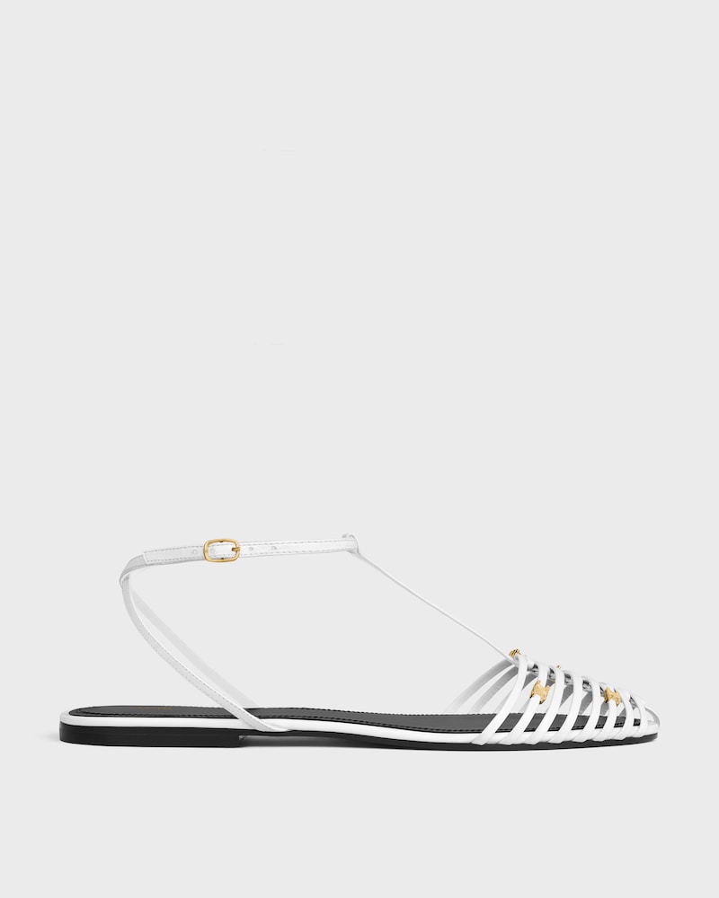 CAGE FLAT SANDAL IN GOATSKIN - WHITE -  - 1 | CELINE