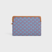 POCHETTE PEQUEÑO CON CORREA DE PIEL TRIOMPHE DE TEJIDO CON MOTIVO TRIOMPHE INTEGRAL - AZUL DENIM / ROJO - EVENING - 2 | CELINE