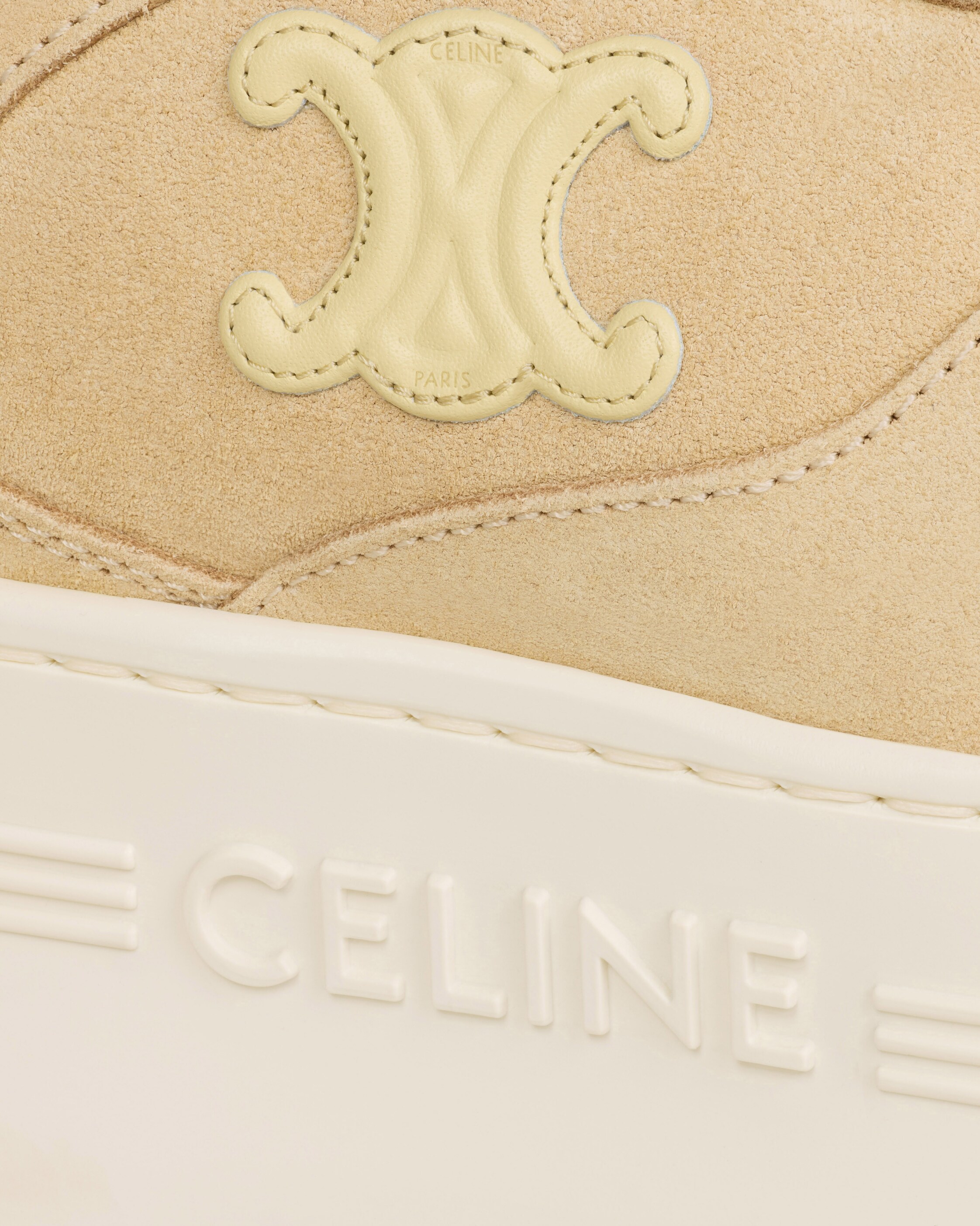 BLOCK WEDGE SNEAKER IN SUEDE CALFSKIN AND CALFSKIN - BEIGE / LIGHT