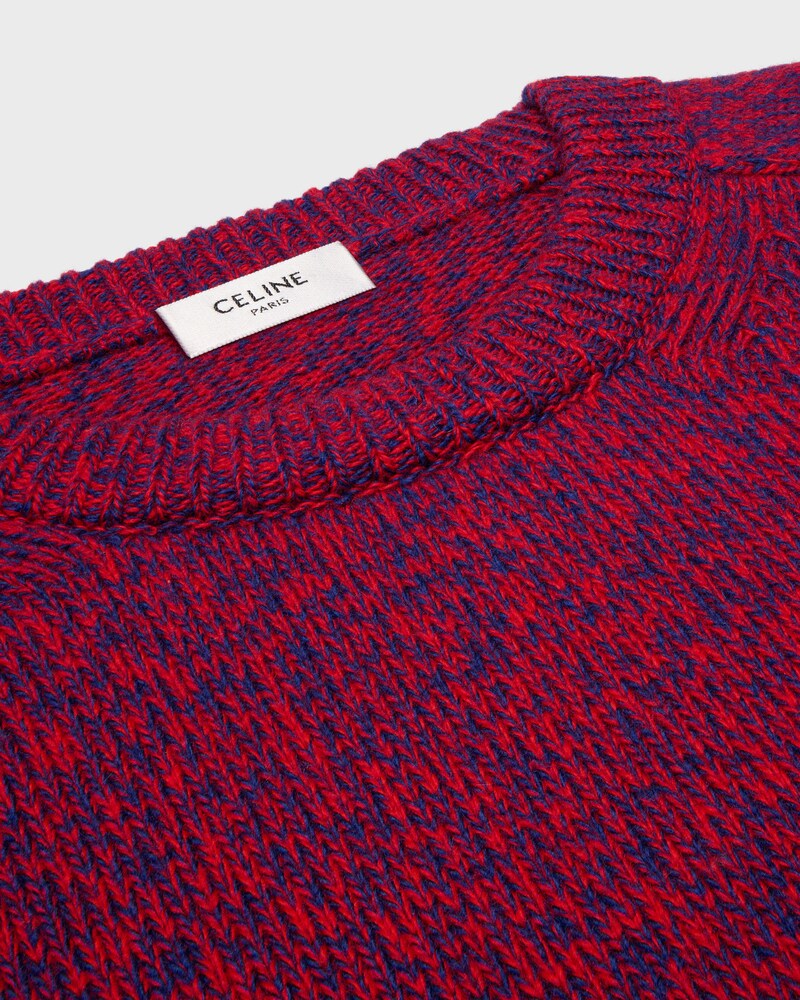 crewneck sweater IN WOOL AND CASHMERE - RED/BLUE -  - 1 | CELINE