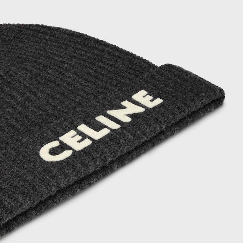 celine beanie in ribbed wool - ANTHRACITE -  - 1 | CELINE