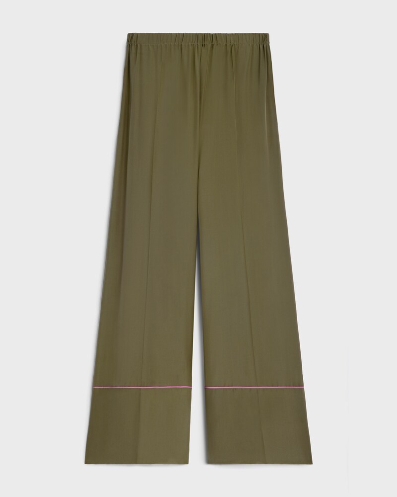 pyjama trousers IN silk satin - KAKI MILITAIRE -  - 1 | CELINE
