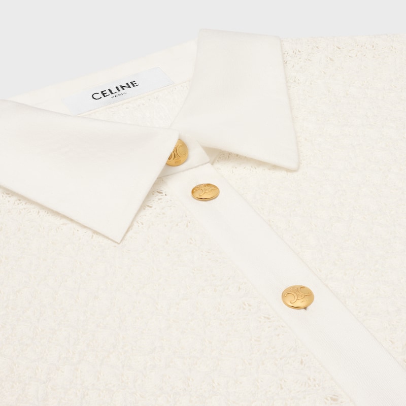 เดรสโปโลความยาวครึ่งน่อง ผ้าคอตตอนโครเชต์ - สีไอวอรี -  - 1 | CELINE