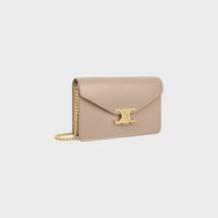 WALLET ON CHAIN MARGO IN Shiny calfskin - SAFARI - MINI BAGS - 2 | CELINE