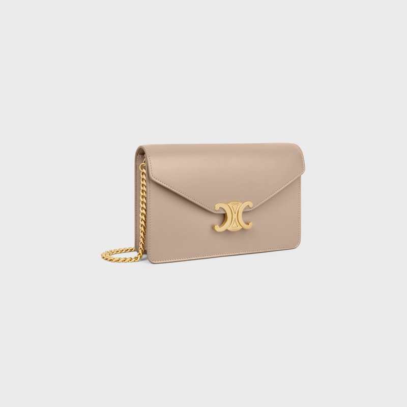 WALLET ON CHAIN MARGO IN Shiny calfskin - SAFARI - MINI BAGS - 1 | CELINE