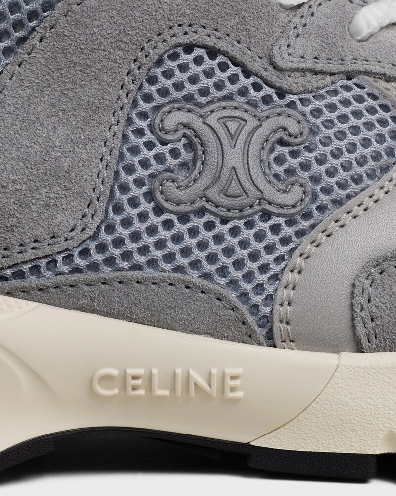 RUNNER SNEAKER IN CALFSKIN, SUEDE CALFSKIN AND MESH - GREY / ECRU -  - 1 | CELINE