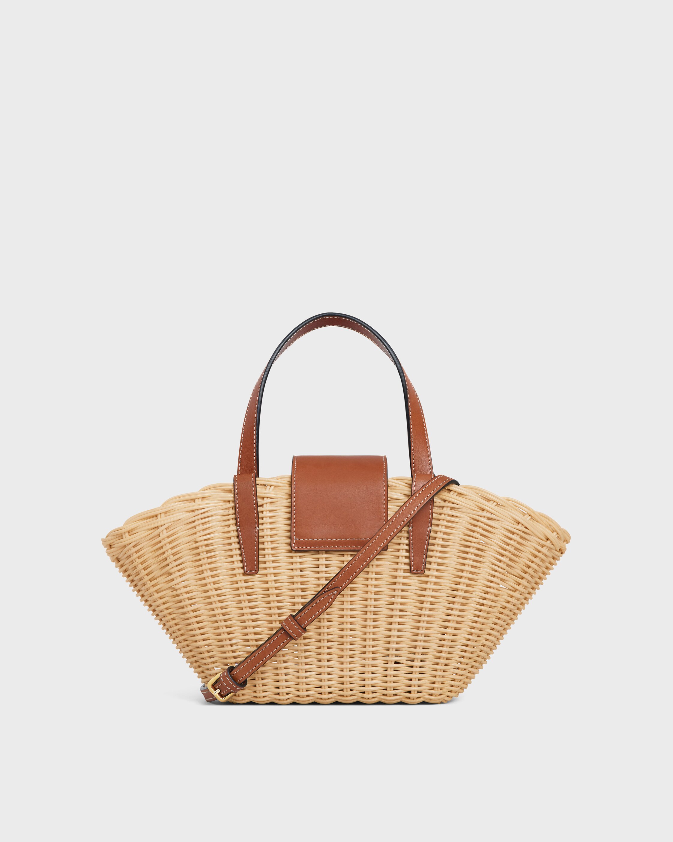 TEEN COUFFIN in WICKER AND NATURAL CALFSKIN - NATURAL / TAN | CELINE