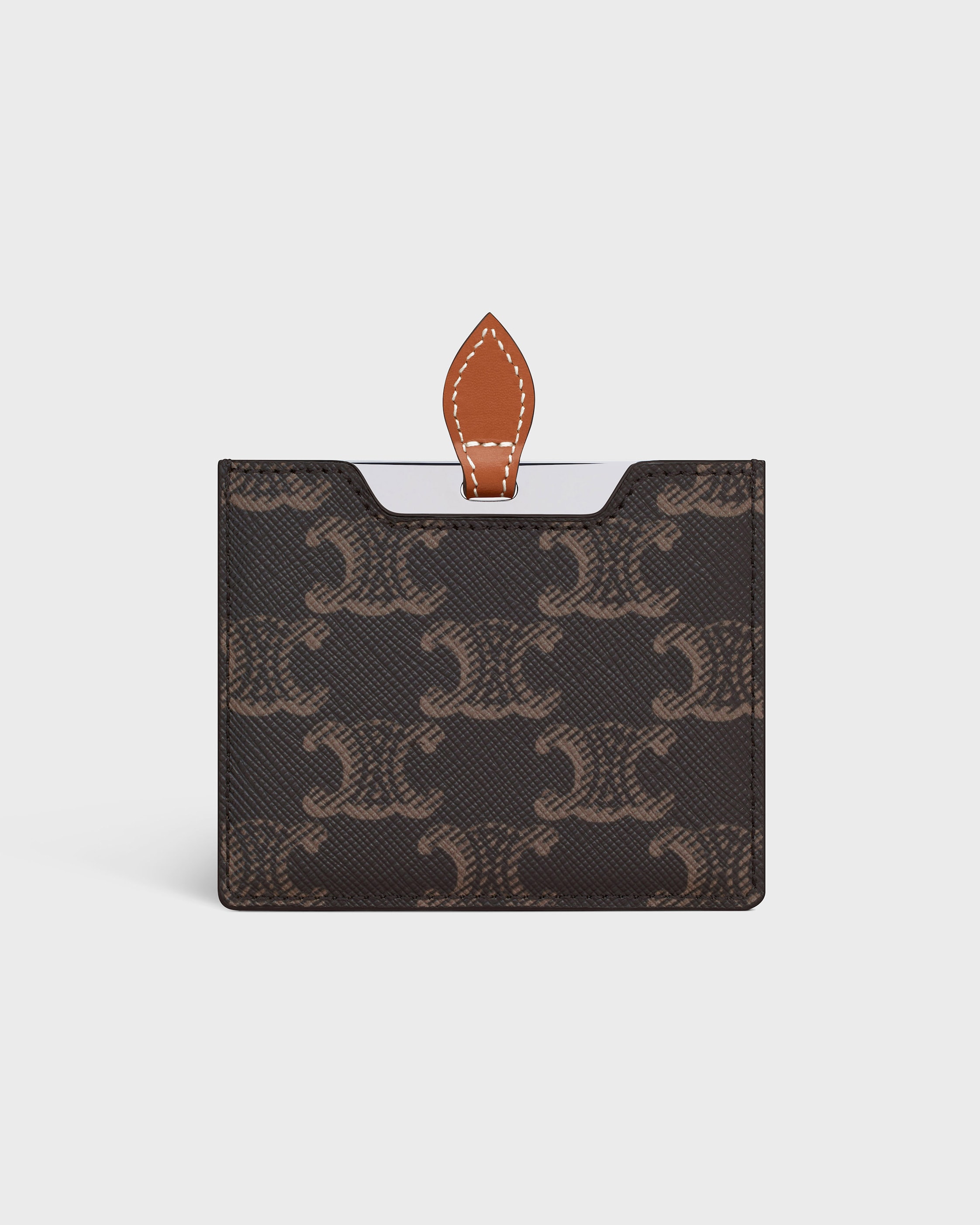 MIRROR WITH POUCH IN TRIOMPHE CANVAS AND CALFSKIN - TAN | CELINE
