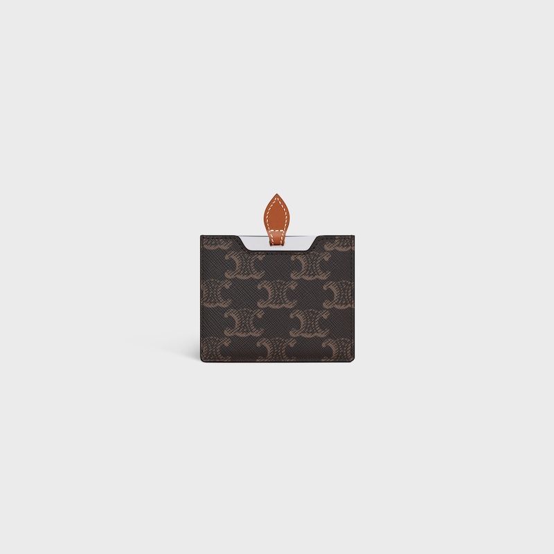 MIRROR WITH POUCH IN TRIOMPHE CANVAS AND CALFSKIN - TAN - ACCESSORIES - 1 | CELINE