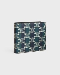 Bi-fold Wallet IN Striped Triomphe Canvas and Calfskin - BLACK/NAVY BLUE - WALLETS - 2 | CELINE