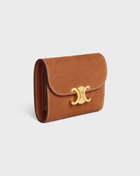 Small Flap Wallet TRIOMPHE IN NUBUCK CALFSKIN - CAMEL - WALLETS - 2 | CELINE
