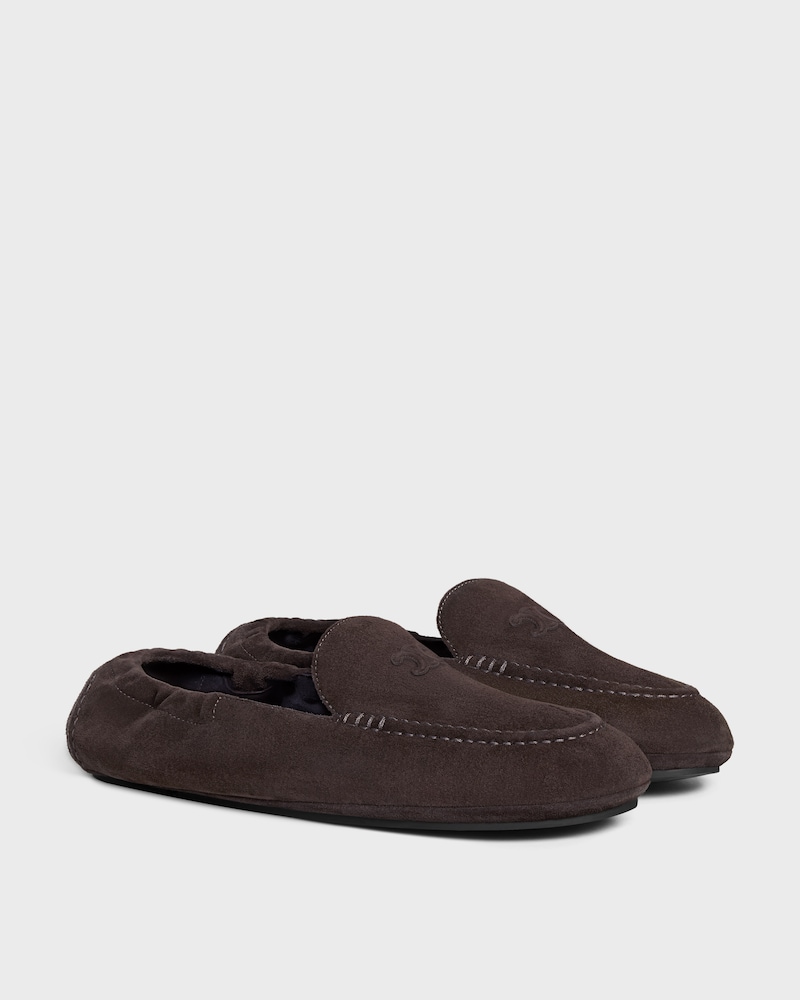 ADAM LOAFER IN SUEDE CALFSKIN - DARK BROWN -  - 1 | CELINE