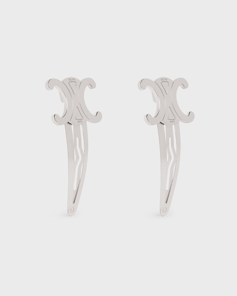 Set de 2 Pinces à Cheveux Celine en Laiton Rhodié et Acier - ARGENT - ACCESSOIRES CHEVEUX - 1 | CELINE