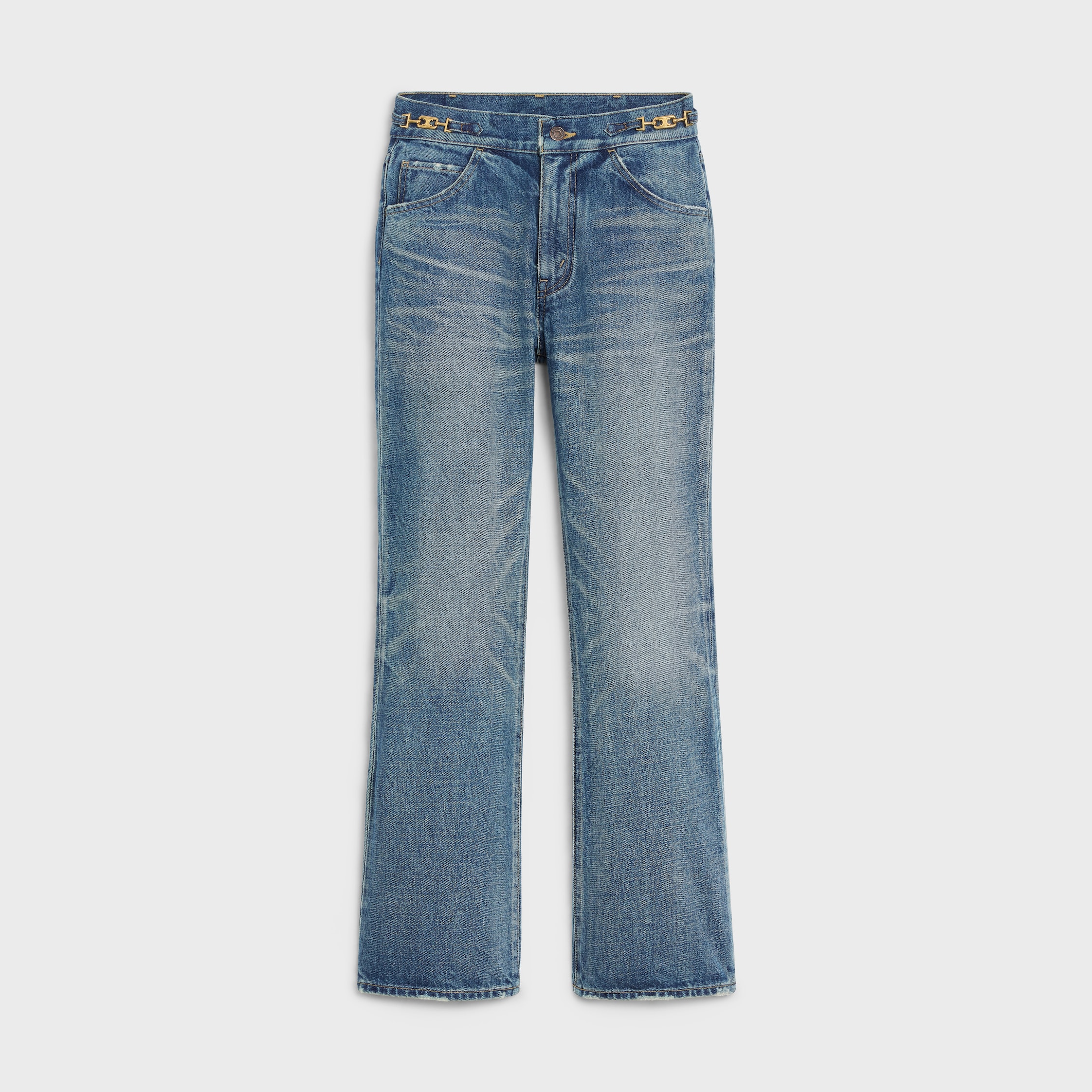 DYLAN FLARED JEANS WITH SIGNATURE IN cotton denim - UNION WASH