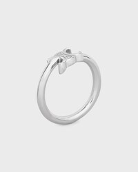 Triomphe Asymmetric Ring in Brass with Rhodium Finish - SILVER -  - 2 | CELINE
