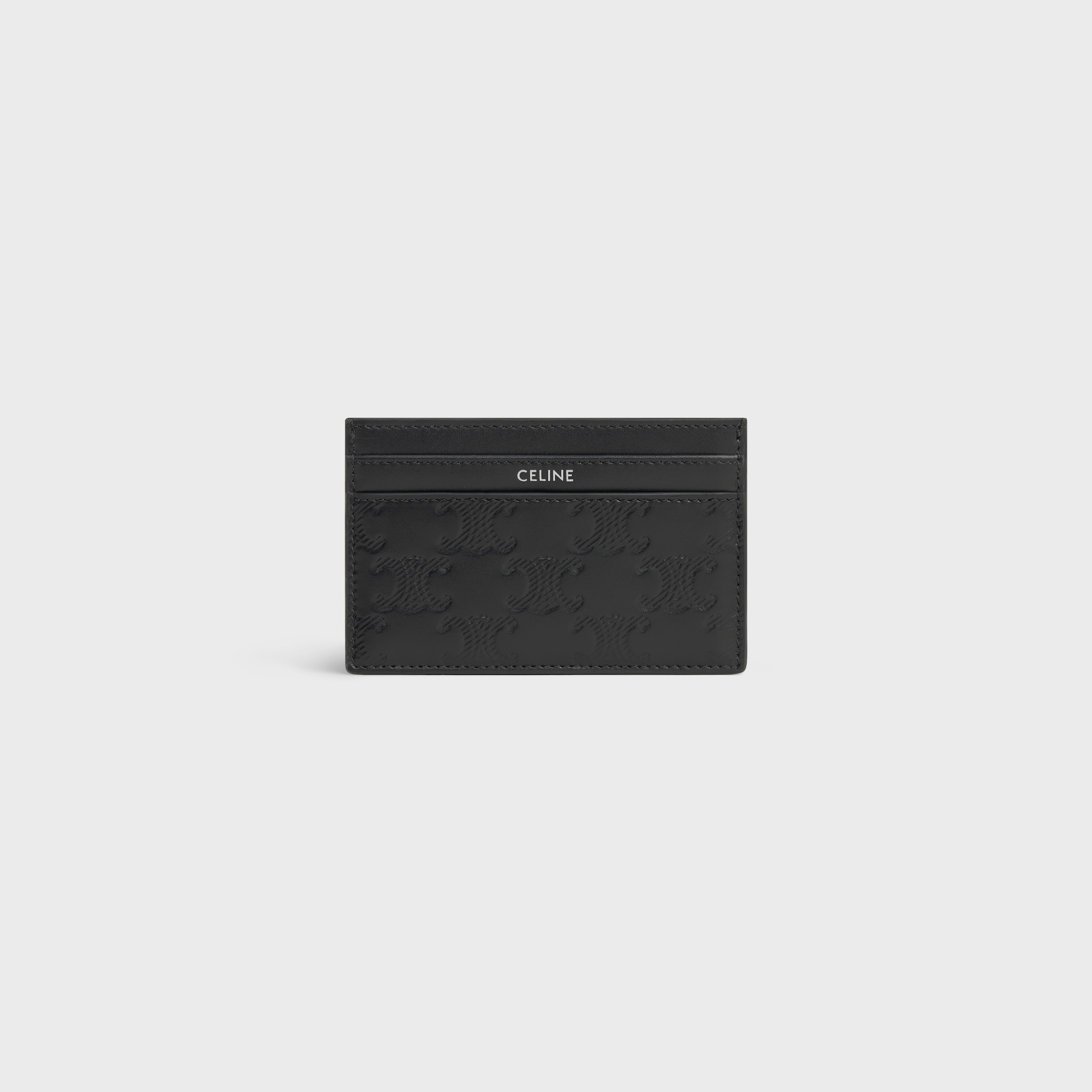 CARD HOLDER IN Calfskin with triomphe embossed - BLACK | CELINE