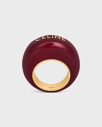 Celine Sulky Ring in Enamel and Brass with Gold Finish - GOLD / BURGUNDY -  - 1 | CELINE
