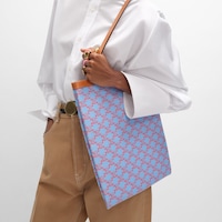 MEDIUM FLAT SHOPPER IN Triomphe Canvas - DENIM BLUE / RED - SHOULDER BAGS - 2 | CELINE