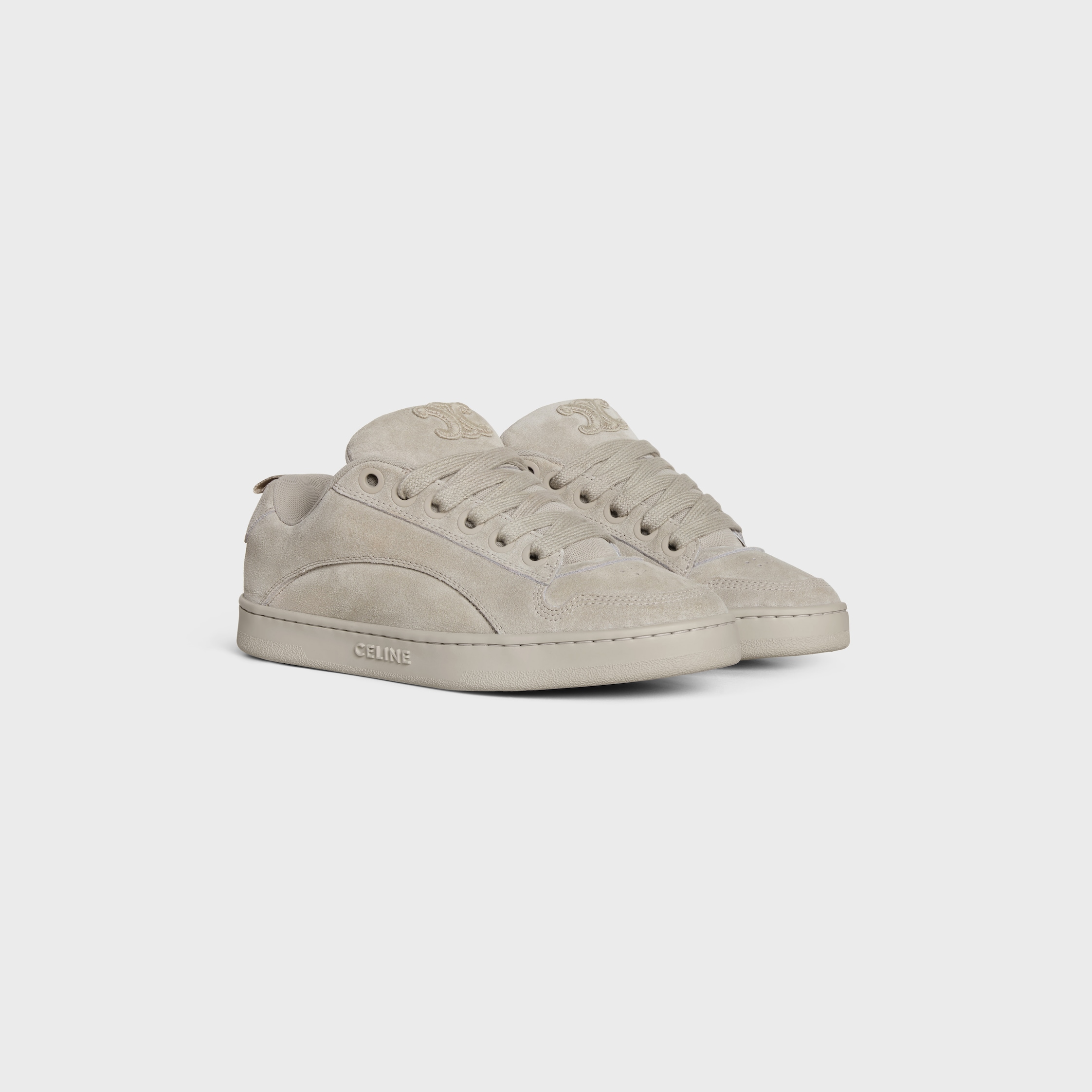 CELINE HUNTINGTON LOW LACE-UP SNEAKER in SUEDE CALFSKIN AND MESH